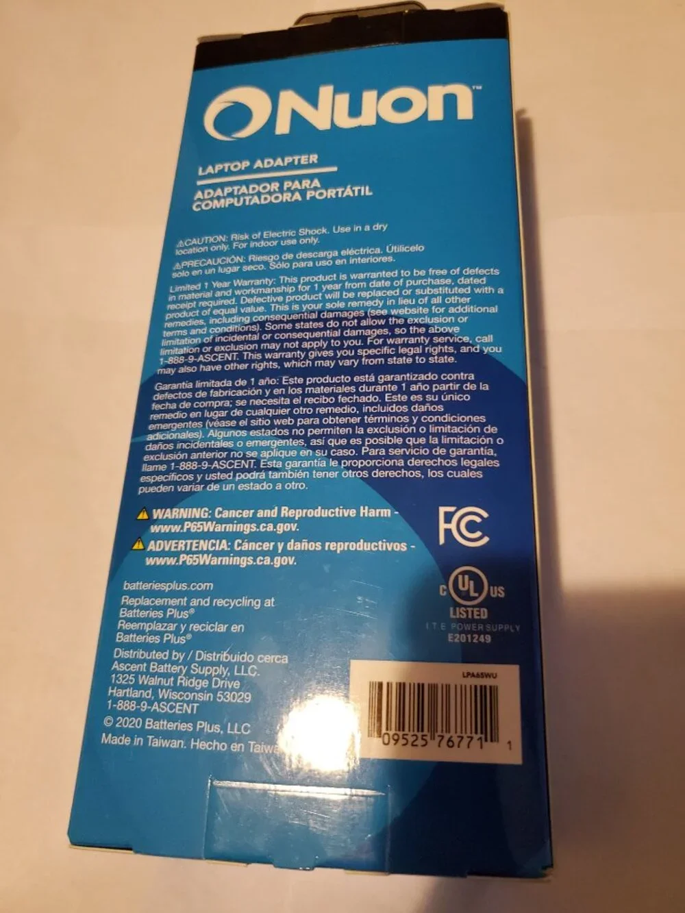 NEW NUON LPA65WU 65W UNIVERSAL LAPTOP ADAPTER BATTERIES PLUS
